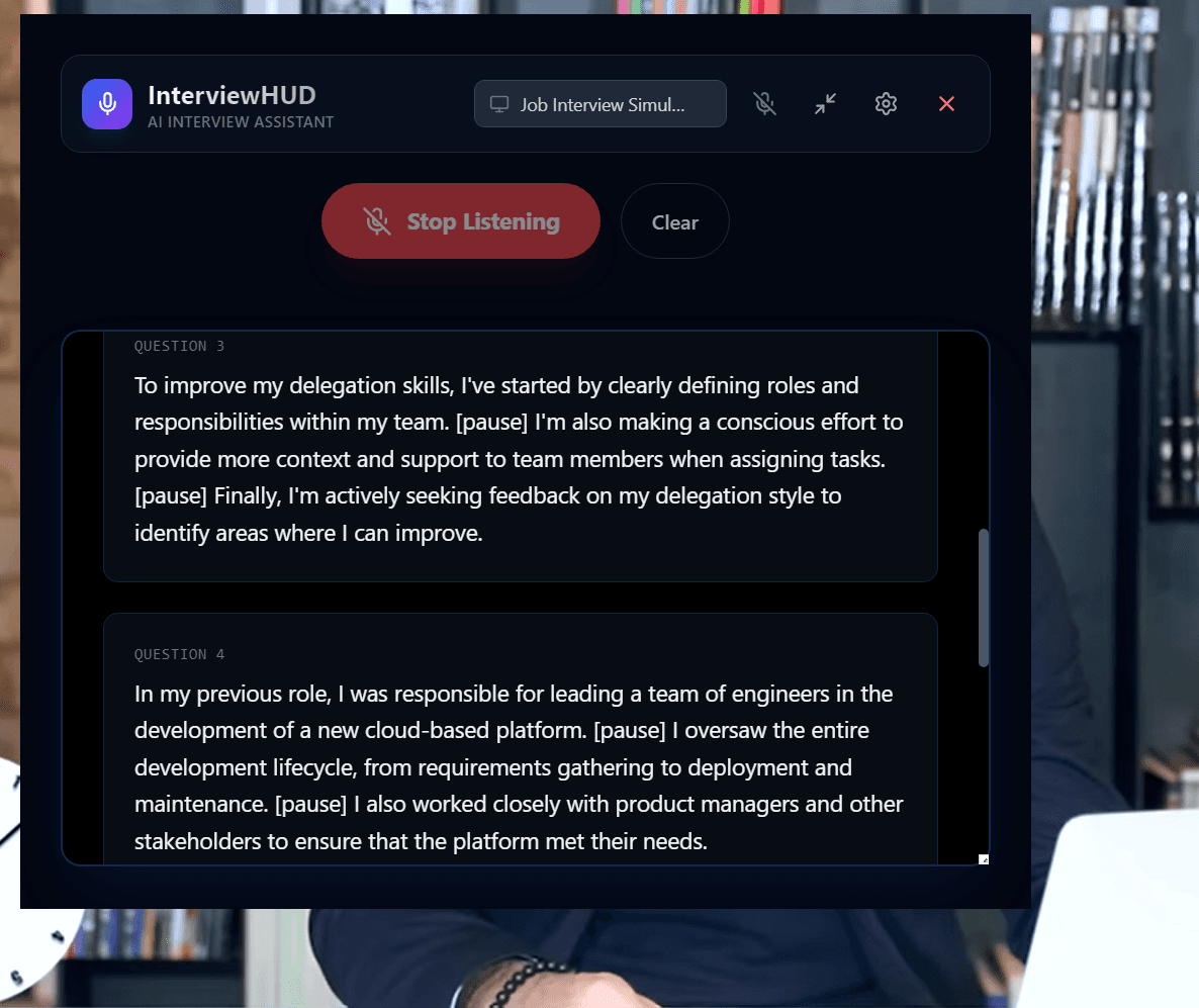 InterviewHUD Interface - Standard Mode