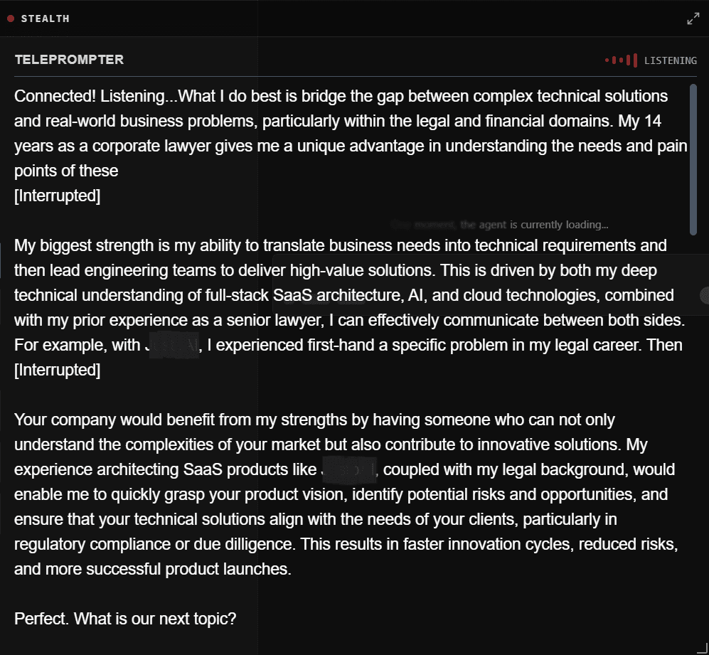 InterviewHUD Interface - Settings
